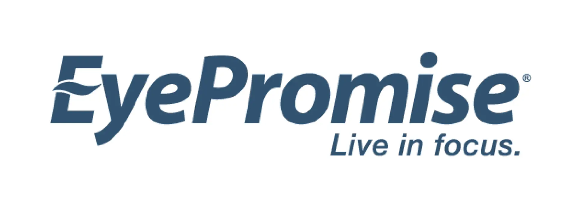 EyePromise logo with the tagline Live in focus. in blue text on a white background.