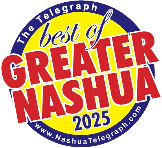 Blue and yellow Best of Greater Nashua 2025 award logo from The Telegraph, NashuaTelegraph.com.